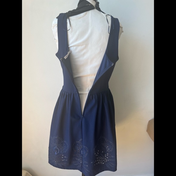 Francesca’s Collections Mi Ami Navy Blue Embroidered Dress - Picture 4 of 16